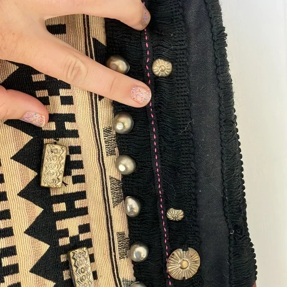 Free People Fold Over Studded Boho Chic Tote Bag Tapestry Rug Bag - Picture 4 of 11